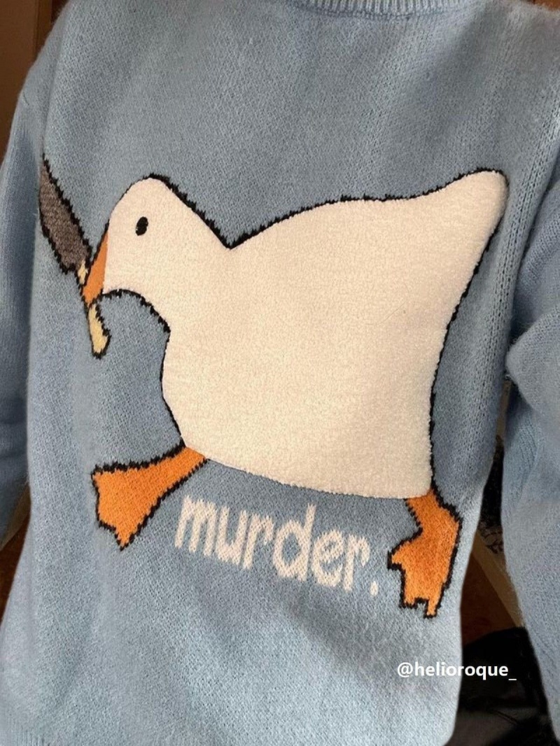 Chandails Aelfric Eden Cute Murder Goose Pattern Knit Bleu | HXL-79953893